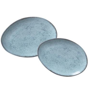 Imagem de Aparelho Jantar Jogo Pratos Oval Orgânico Breeze 8 Pçs Azul