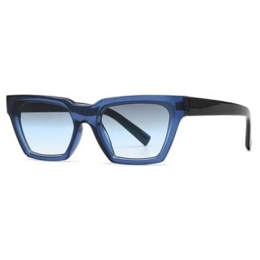 Imagem de HPIRME Óculos de sol femininos da moda, multicoloridos, uv400, masculino, degradê (C6, azul, azul)