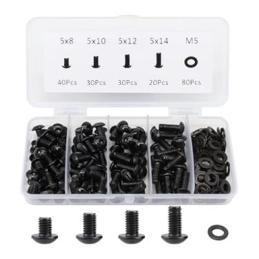 Imagem de BLCCLOY 200 parafusos de extrusão de alumínio 2020 M5 T com arruela Hardware extrudado série 20 M5x8 10 12 14 mm para 20/20 80 20 2040 T V slot preto alumínio perfil acessórios