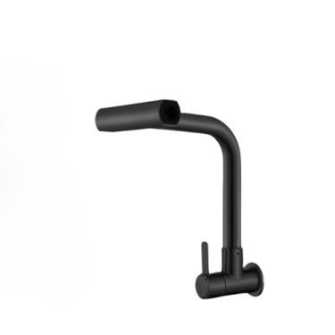 Imagem de Torneira Cascata Cozinha Gourmet Bancada Misturador Aço Inox 304 Cor Prata Escovado Adequado para cozinhas(Preto Parede Não Retrátil)