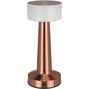 Imagem de Luminaria De Mesa Decorativa Led Usb Metal 21x9x9cm Cobre