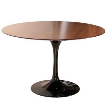 Imagem de Mesa De Jantar Tulipa Saarinen Redonda 150 Cm Tampo Imbuia Base Preta