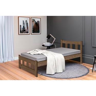 Imagem de Cama Solteiro Pop Moderna Com Estrado em Madeira Maciça. (Mocaccino)