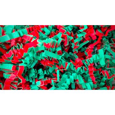 Imagem de Cakes Parties & More Papel amassado vermelho e verde, saco de 1/2 kg, ótimo para presentes de Natal! 227 g.