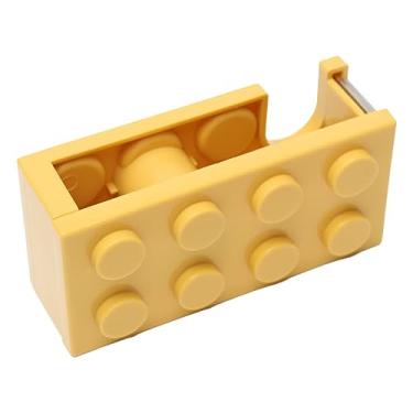 Imagem de Dispensador de fita bonito mini bloco de construção em forma de suporte de fita de mesa de corte fácil Dispensador de fita de mesa para escola escritório sala de estudo Material (Amarela)