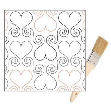 Imagem de Pantógrafos para Quilting Longarm - Padrões de máquina de acolchoar de braço longo de rolo de papel para confecção de colcha - Padrões de acolchoamento de braço longo com corações abundantes - O