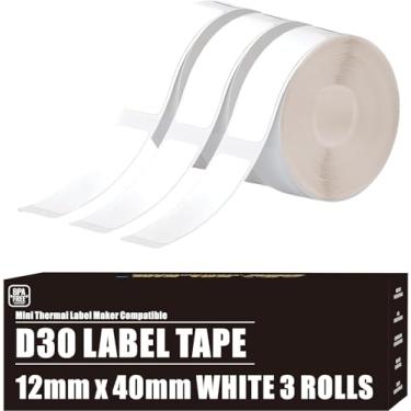 Imagem de Papel térmico para etiquetar 12 × 40 mm, 160 etiquetas/rolo branco, 3 pacotes, compatível com máquina de etiquetas D30