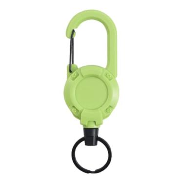 Imagem de Baoblaze Porta-crachá retrátil com chaveiro e mosquetão, ideal para camping, trilhas, mochilão e viagens, Verde