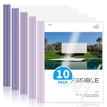 Imagem de WORPSON Pacote com 10, capas de relatório transparentes com barra deslizante para letras e folhas A4 – pastas de apresentação com capacidade para 70 folhas, capas de currículo e fichários de