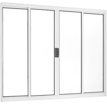 Imagem de Janela Correr 4 Folhas Central sem Grade Vidro Liso 100x100cm Ecosul Esquadrisul