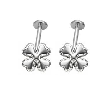 Imagem de Brincos de cartilagem de trevo de quatro folhas 16G Labret Monroe para mulheres e homens G23 titânio sem fios coração flor tragus hélice medusa piercing corporal joias minimalistas dia de São Patrício