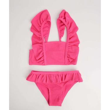 Imagem de Biquíni Infantil Babado Textura Marisa Tam 4 a 10-59008, 6, Rosa