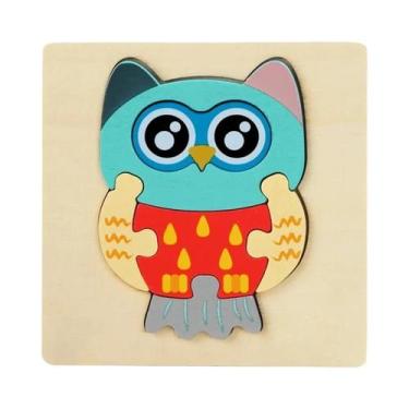 Imagem de Quebra-Cabeça De Animais Colorido De Madeira Montessori Brinquedos Edu