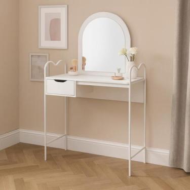 Imagem de Penteadeira Camarim Com Espelho Gaveta Para Acessórios Maquiagem Compa