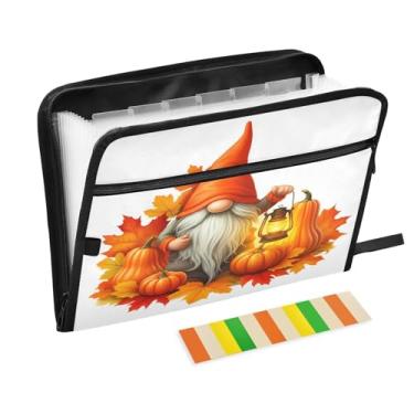 Imagem de CEBUGI Pasta expansível de 13 bolsos, impermeável, sanfonada, organizador de arquivos com etiquetas tamanho A4, organizador de documentos de papel para escola, material de escritório, gnomo