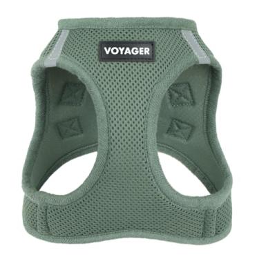 Imagem de Best Pet Supplies Peitoral Voyager Step-in Air – Malha para todos os climas, refletivo, sem puxão para cães, gatos – Seguro com fecho de, fivela, anéis D duplos – Verde musgo, 3PP