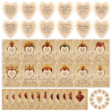 Imagem de Gerrii Conjunto de 60 versículos da Bíblia Católica Conjunto de Presentes de Dia dos Namorados Abraço Religioso de Madeira Tokens em Forma de Coração Presente Cristão Cartão Católico em Massa Marcador