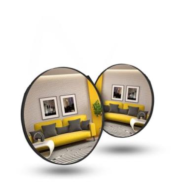 Imagem de Espelho Redondo Decorativo com Couro Costurado e Suporte de Fixação – Espelho de Parede para Sala Quarto Banheiro e Hall 30cm 40cm 50cm 60cm (Kit 2 40cm - Caramelo)