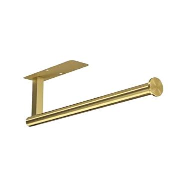 Imagem de Suportes de toalha de papel para cozinha, toalhas de papel a granel - autoadesivos sob o armário, fundo em forma retangular, ambos disponíveis em adesivo e parafusos, aço inoxidável, dourado