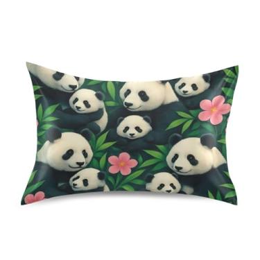 Imagem de Fronhas de cetim fofas gigantes Pandas Cubs Padrão Queen King Fronha Personalizada Decoração de Cama Tamanho Padrão 66 cm x 50 cm