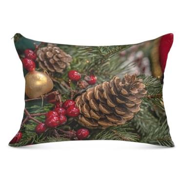 Imagem de Capa de almofada felpuda de Natal Evergreens com zíper para travesseiro padrão Queen King Capas de travesseiro de cama fofas, tamanho Queen, 50,8 cm x 76,2 cm