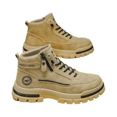 Imagem de Botas jeans masculinas de cano alto, calçados esportivos casuais, bota