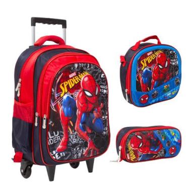Imagem de Kit Bolsa Escolar Masculina Homem Aranha Carrinho Resistente - Toys 2U