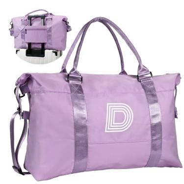 Imagem de Vogewood Bolsa esportiva de viagem inicial, bolsa de ginástica esportiva, bolsa de fim de semana personalizada com alça de ombro, monograma de presente de formatura para mulheres com manga de carrinho