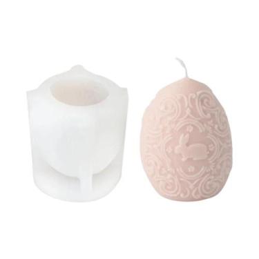 Imagem de Molde De Silicone Coelho Da Páscoa Oval Para Velas, Kit Para Fabricaçã