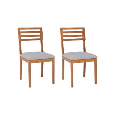 Imagem de Conjunto com 2 Cadeiras Juparanã Linho Cinza e Madeira
