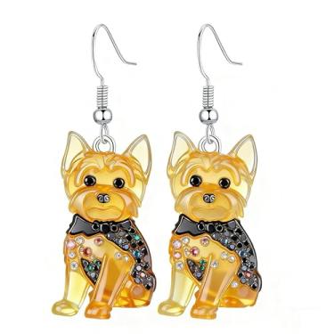 Imagem de OSCCI Adoráveis brincos de acrílico para filhotes de cachorro – Ganchos de liga durável, com tema de animal de estimação fofos, ótimos para roupas casuais e de festa, Acrílico, Sem pedra preciosa