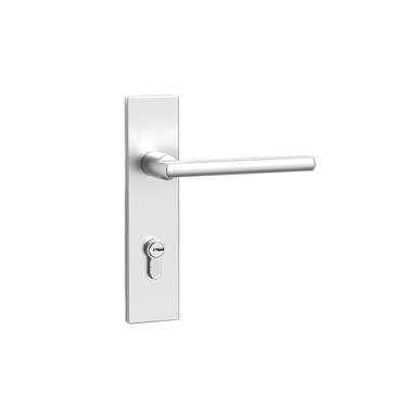 Imagem de PXNQMTJM Fechadura de porta interna para quarto, fechadura silenciosa, nórdica, de madeira maciça, painel simples, liga de alumínio (branca, sem chave)