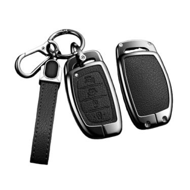 Imagem de Capa de chave de carro de liga automática compatível com Hyundai Ix25 Ix35 Ix45 Tucson Sonata Rena Creta Verna Solaris Mistra Elantra Acessórios(C 2-2 Black)