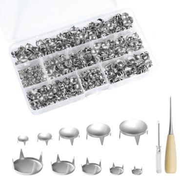 Imagem de Lohoee 700 peças de 4 mm/6 mm/8 mm/10 mm/12 mm, pinos de pirâmide redondos, prata punk metal para bolsa de roupas, sapatos de couro, acessórios de coleira de cachorro