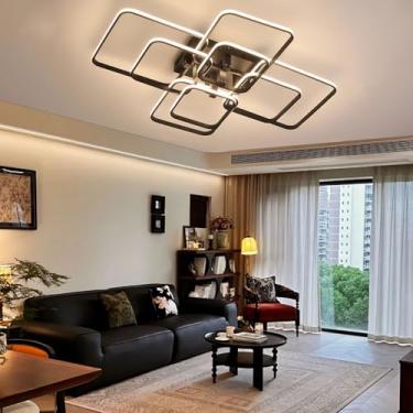 Imagem de Luminária de teto LED moderna para sala de estar, lustre quadrado de acrílico preto com 8 lâmpadas LED, 100 W, ideal para sala de jantar, quarto e corredor (preto, 8 lâmpadas)