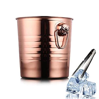 Imagem de Balde de gelo Cooler Tiger Head Recipiente de aço inoxidável clipe de gelo grande isolado balde de gelo grande calibre balde de gelo fácil de transportar (tamanho: 5L)