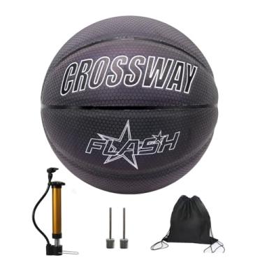 Imagem de Basquete Luminoso | Bola de cesta reflexiva,Tamanho 7 (29,5) para crianças e adultos, bola de basquete reflexiva, basquete de couro composto