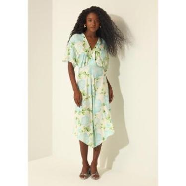 Imagem de Vestido Estampado De Mangas Curtas Com Decote Em V-Feminino