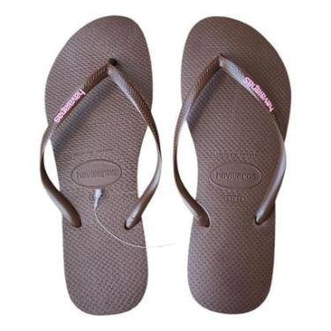 Imagem de Chinelo Havaianas Slim Logo Pop Up Original Top Café 39.0 Br-Feminino