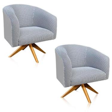 Imagem de Kit 02 poltronas giratoria stella linho - DRossi, Cinza
