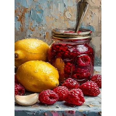 Imagem de GXGLLPZBY Kit de pintura por números para adultos iniciantes, tinta de limão por números, fácil para adultos, kits de pintura por números em tela, pintura acrílica com números a óleo para decoração de