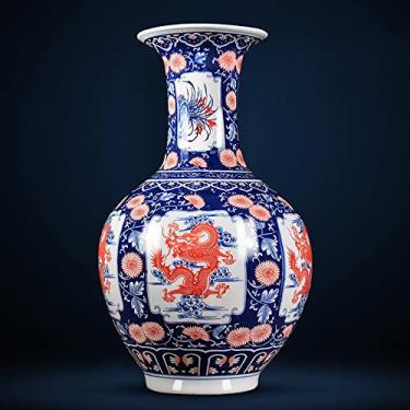 Imagem de SGeneE Chinoiserie Vasos de porcelana rachados no gelo de cerâmica pintada à mão fornos imperiais antigos vaso de porcelana azul e branco chinês base gratuita e certificado de coleção (A)