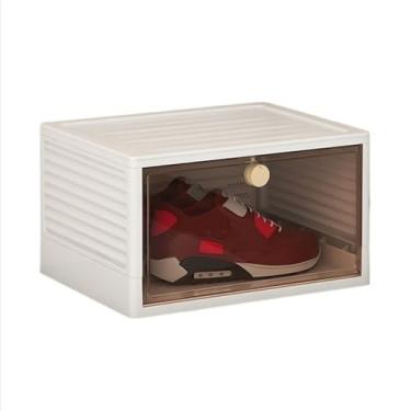 Imagem de Organizador de caixa de sapatos empilhável, organizador de sapatos empilhável moderno para armário, com capa aberta transparente, caixas de armazenamento de sapatos universais para sapatos masculinos