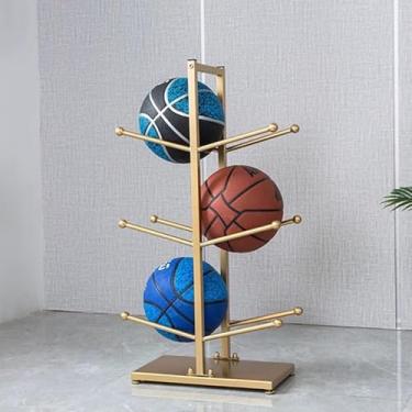Imagem de ZDJZMGZ Organizador de bola esportiva com almofadas antiderrapantes para os pés, suporte vertical de armazenamento de bola de basquete para vôlei futebol quarto sala de estar garagem suporte