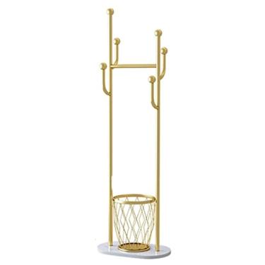 Imagem de SLGGPJBU Cabideiro de metal com cesta de roupas na base de mármore, cabide de roupas para quarto, sala de estar, suporte para casaco