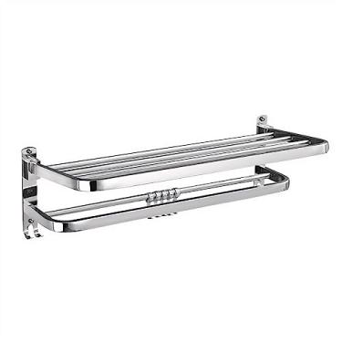 Imagem de Suporte de toalheiro com ganchos, suporte de armazenamento de toalhas montado na parede, prateleira de barra de toalha de aço inoxidável para cozinha e banheiro/70 cm