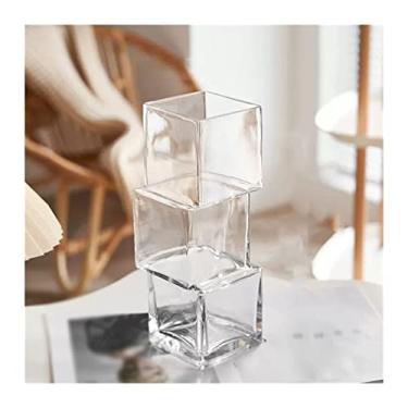 Imagem de WUHUQN Vaso de flores vasos de vidro ornamentos transparentes sala de estar arranjo de flores secas decoração flores vasos de flores hidropônicos vasos de vidro irregulares vaso para arranjo floral