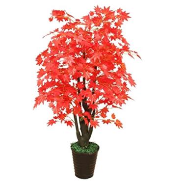 Imagem de SLGGPJBU Plantas falsas planta artificial árvore artificial vaso simulação planta alta artificial bordo vermelho para entrada interna exterior decoração de escritório casa plantas artificiais interior