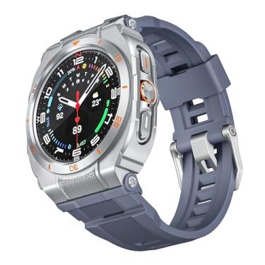 Imagem de Pulseira robusta compatível com Samsung Galaxy Watch Ultra de 47 mm, pulseira de silicone esportiva com moldura de metal à prova de choque, capa amortecedora para Galaxy Watch Ultra 2025, masculina e