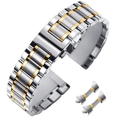 Imagem de Niziruoup Pulseiras de relógio de aço inoxidável de 22 mm universais de substituição de metal pulseira de relógio para homens e mulheres, material de aço inoxidável 316L, prateado e dourado